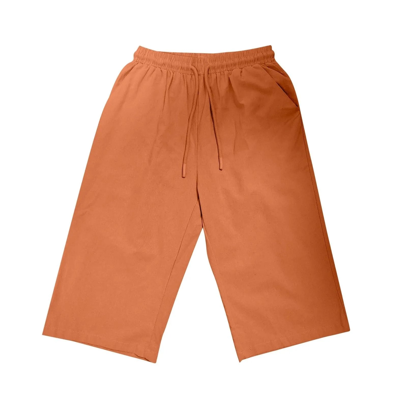 Casual Cotton Linen Pants For Female Streetwear Solid Color Wide Leg Capri Versatile Palazzo Pants Baggy Cargo Pants With Pocket