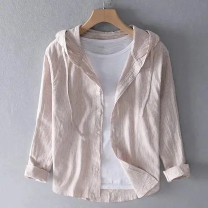 Long-sleeved Spring Summer New Solid Inen Shirt Trendy Men&