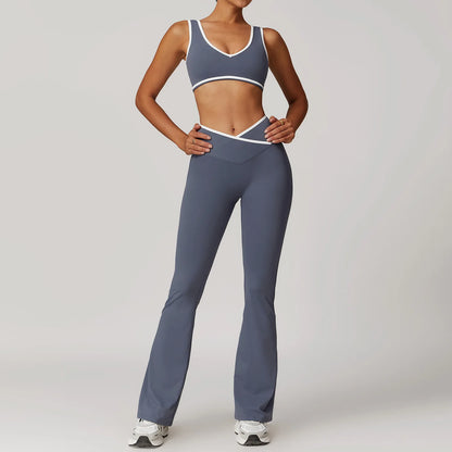 Women Gym Clothes Yoga Suits High Waist Two Piece Set Gym Leggings Yoga Sportswear Fitness Vest Crop Top Tracksuits Sports Bra