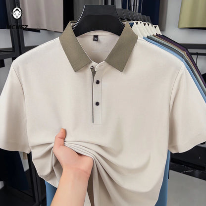 Polo Shirt for Men Short Sleeve Contrast Collar Design Soft Comfortable Fabric for Office and Casual