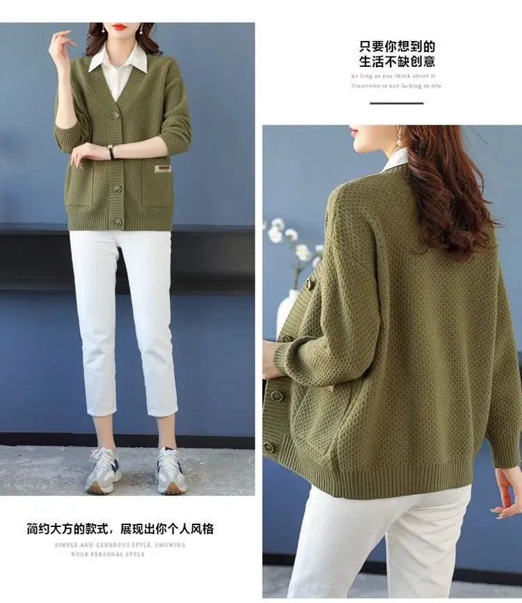 Fashion Fall Winter Clothes Woman Knitwear Top Buttons Long Sleeve Jacket For Women Sweater Tops Casual Ladies Cardigan Coat