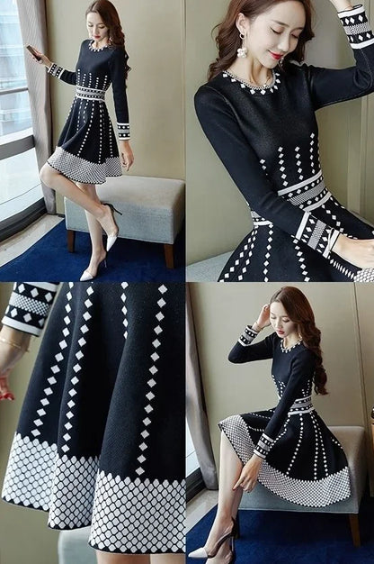 Fashion Woman Long Sleeve Dress Midi Dresses for Women Elegant and Pretty Casual Youth Summer 2025 Autumn Winter Luxury Clothing