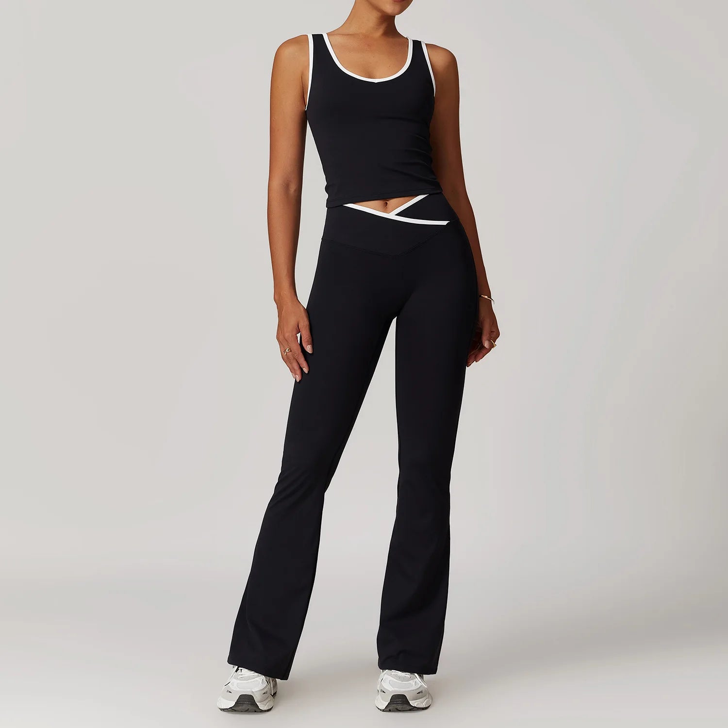 Women Gym Clothes Yoga Suits High Waist Two Piece Set Gym Leggings Yoga Sportswear Fitness Vest Crop Top Tracksuits Sports Bra