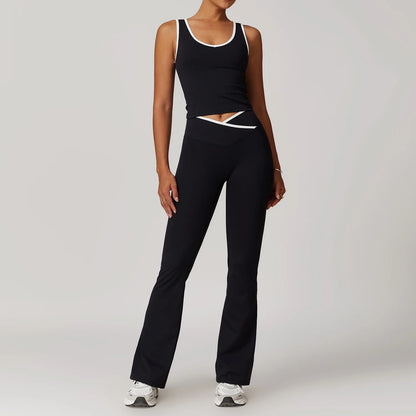 Women Gym Clothes Yoga Suits High Waist Two Piece Set Gym Leggings Yoga Sportswear Fitness Vest Crop Top Tracksuits Sports Bra