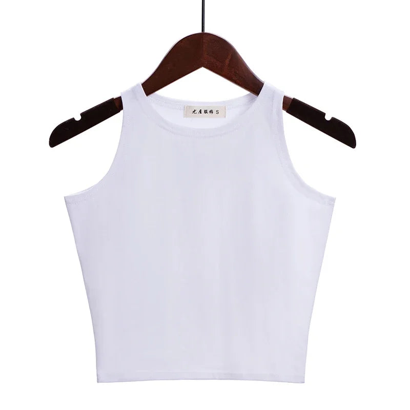 Fashion 2022 New Women Sexy Cotton Crop Top Crop Bustier Multicolor Sleeveless Cropped Blusas Vest Tank Top Camisole 14 Colors
