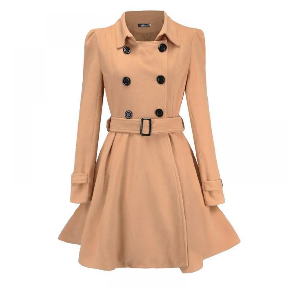 Women Fashion Autumn Winter New Wool Blend Warmth Loose Long Coat Jacket Double Breasted Elegant Slim Lady Windbreaker