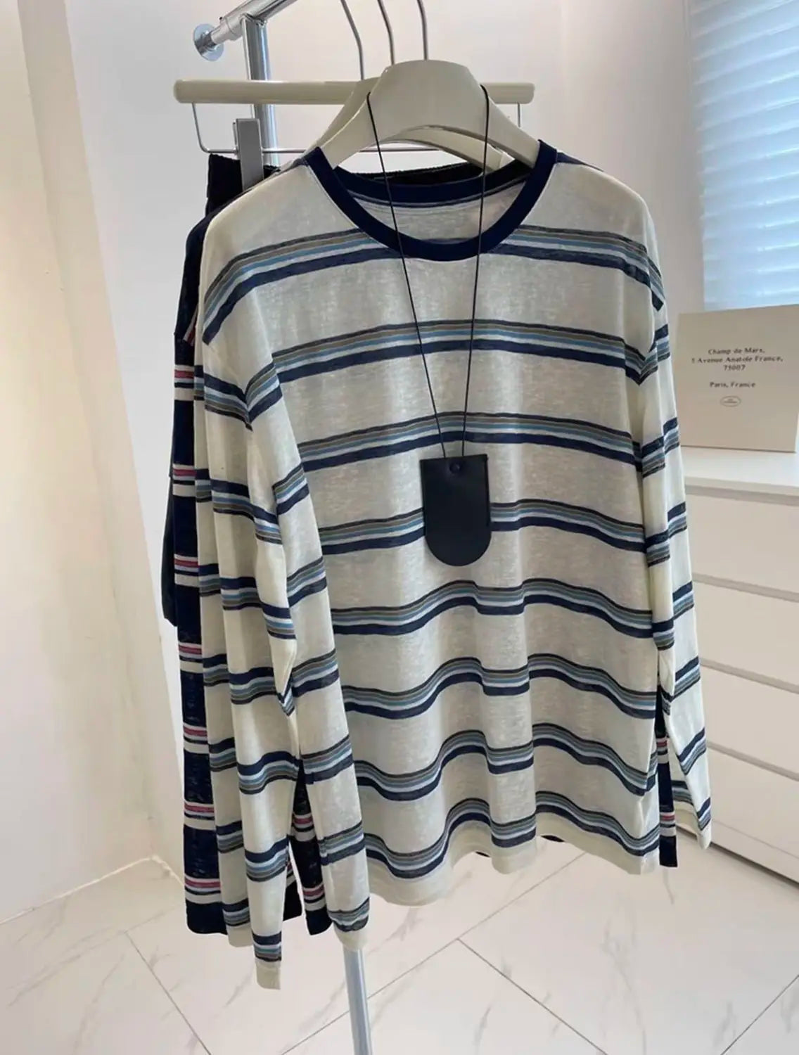 Women Clothes Spring Autumn Fashion Simplicity All-match Striped Color Blocking O-neck Ladies Appear Thin Lazy Wind Long Sleeve