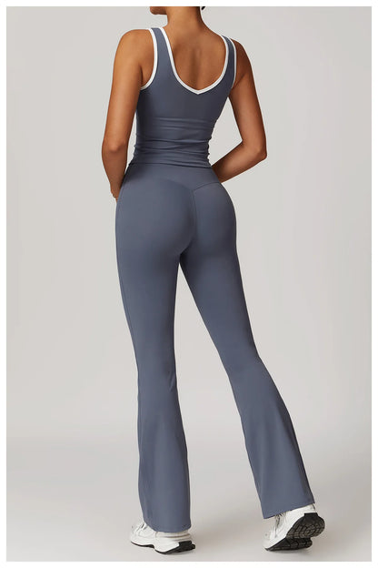 Women Gym Clothes Yoga Suits High Waist Two Piece Set Gym Leggings Yoga Sportswear Fitness Vest Crop Top Tracksuits Sports Bra