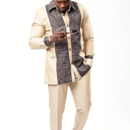 Kaftan Men Wedding Suits Groom Embroidered Pocket Top And Pants Kaunda Suit African casual Outfits Party Fashion Two-piece Set