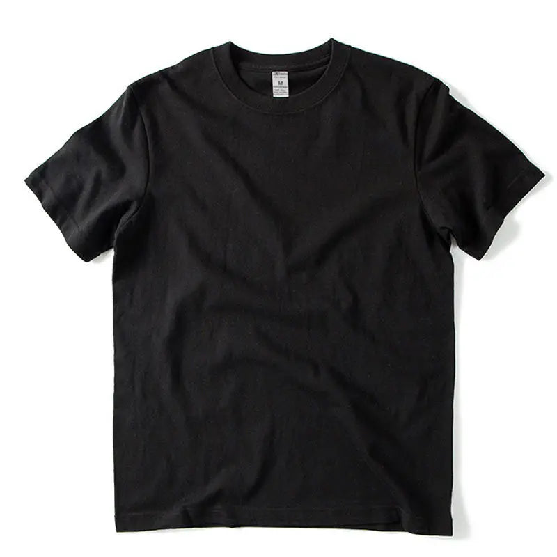 Men Women 100% Cotton T-shirt Solid Color Trend Leisure Short Sleeve Black White Gray High Quality Heavy Fabric Loose T Shirt
