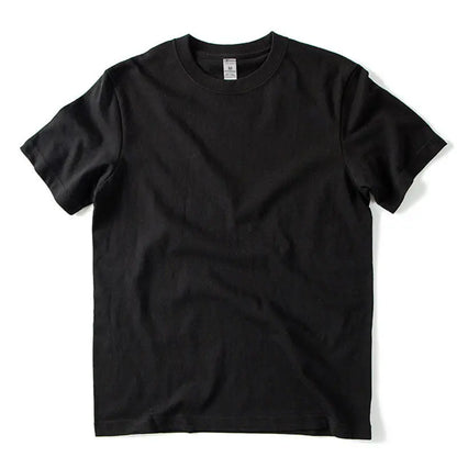 Men Women 100% Cotton T-shirt Solid Color Trend Leisure Short Sleeve Black White Gray High Quality Heavy Fabric Loose T Shirt