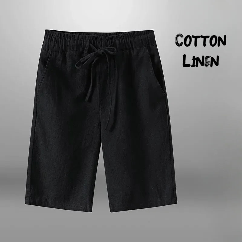 Men Shorts for Men Cotton Linen Casual Breathable Beach Shorts Men&