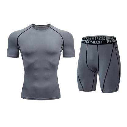 Gym Tight Training Clothing Workout Jogging Sports Set Fitness Men&