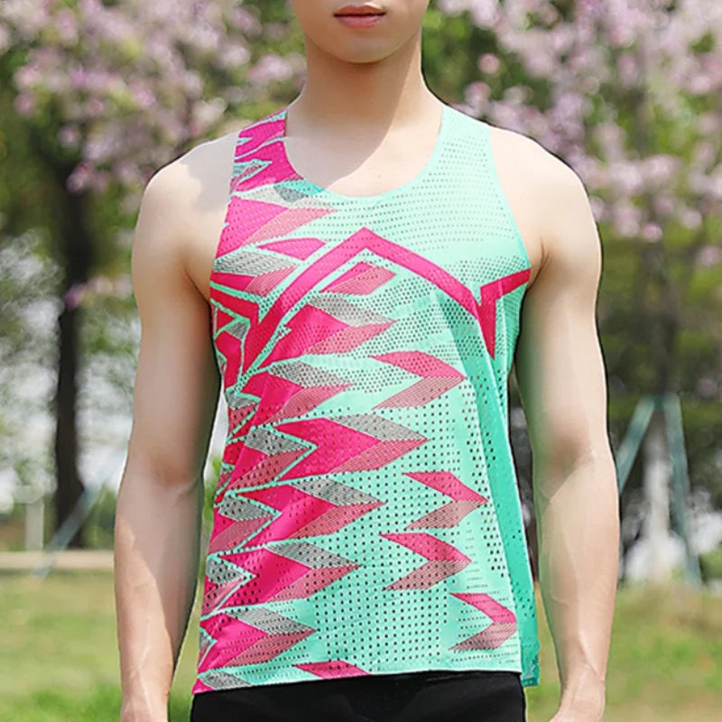 2025 Summer Running Tank Tops For Men Outdoor Sports Fitness Bodybuilding Sleeveless Vest Loose Round Neck Quick Drying Clothing