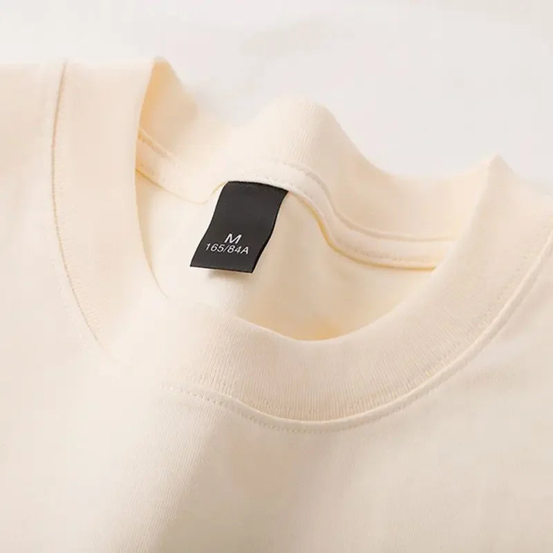 600g Cotton T-Shirts Men Short Sleeved Heavyweight Summer Round Neck Loose Breathable Shirt for Men Women Basic Tee