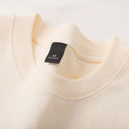 600g Cotton T-Shirts Men Short Sleeved Heavyweight Summer Round Neck Loose Breathable Shirt for Men Women Basic Tee