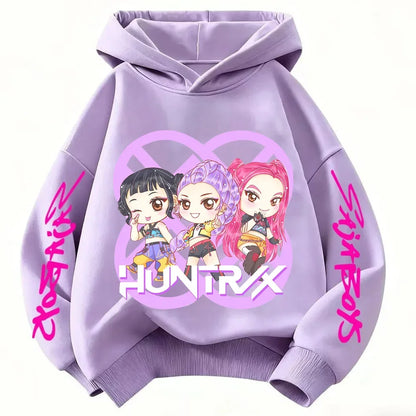 Hoodie for kids from the popular Korean K-pop series "Demon Hunter" 2026,for boys and girls,warm hooded clothing for winter/fall