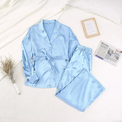 Silk-like Sleepwear Set Women&