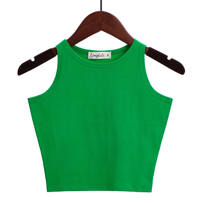 Fashion 2022 New Women Sexy Cotton Crop Top Crop Bustier Multicolor Sleeveless Cropped Blusas Vest Tank Top Camisole 14 Colors