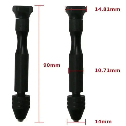 Mini Tool Set with Black Hand Twist Drill 10Pcs Fried Dough Twists Drill for Woodworking Drilling Rotary Wood Holes Tools