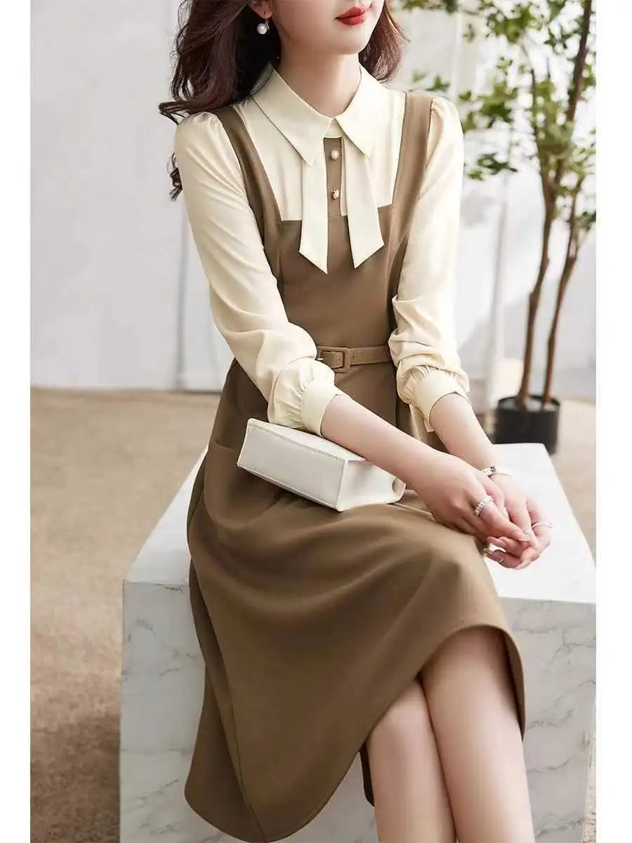 Fashionable and Elegant Dress for Women 2025 Spring New Gentle Temperament Doll Collar Long Sleeve Dress
