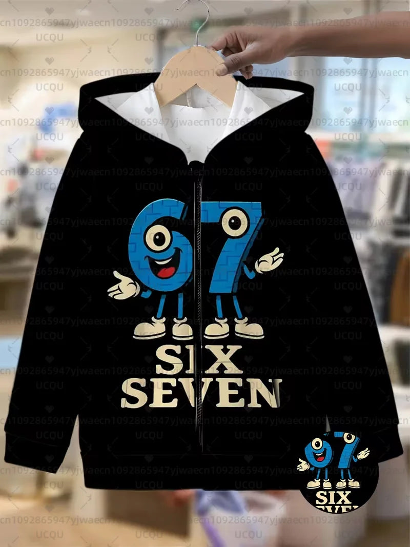 Hoodies For Kids 67 Six Seven Italian Brain Rot Math Joke Tops Y2k Game Saying Zipper Clothes Graphic Y2k Children&