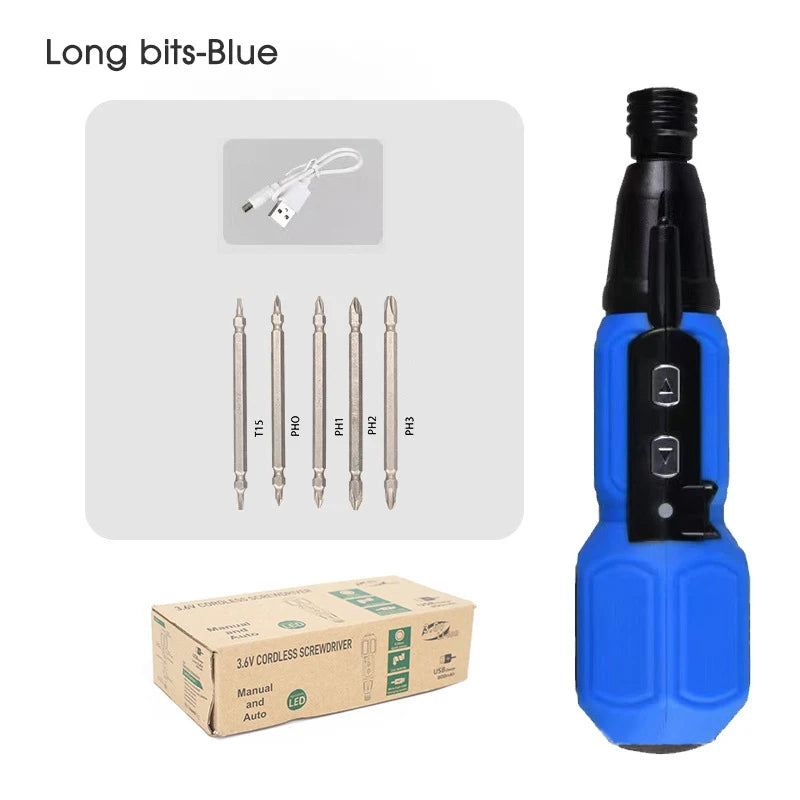 Electric Screwdriver 3.6V Mini Household Screwdriver Anti-Slip Handle Screwdrivers Straight Rod Rechargeable Driver Repair Tool