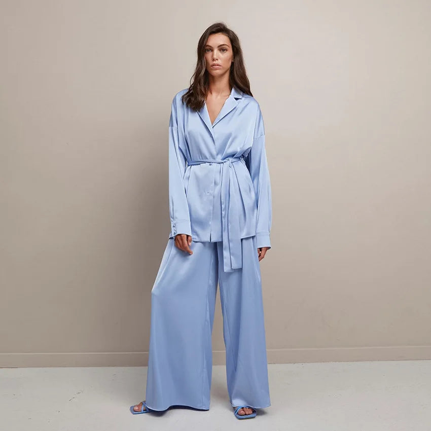 Silk-like Sleepwear Set Women&