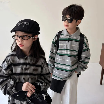 Kids Shirt Clothing Unisex Striped Long Sleeve Tops children Casual Wear Toddler Boys Girls Children Outfit  Autumn Costumes