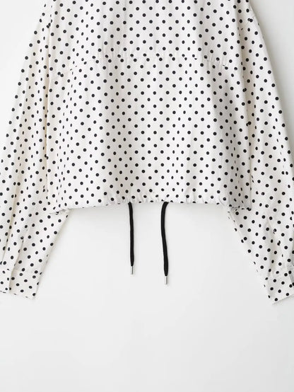 HH Women Elegant Fashion Polka Dot Pink Jacket Single Breasted High Collar Drawstring Coat Spring Lady Trend Street Outwear