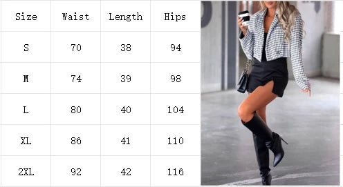 Classic Black Short Skirt Sexy Slit Women&