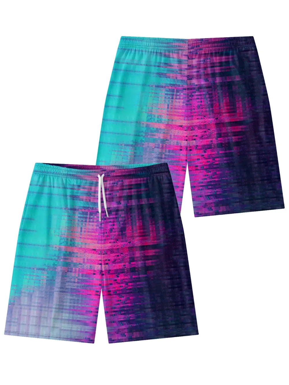 Lines Abstract Colorful Art Printed Urban Shorts Summer Essential Cool Chic Beachwear Gym Streetwear Couple All-Match Oversized