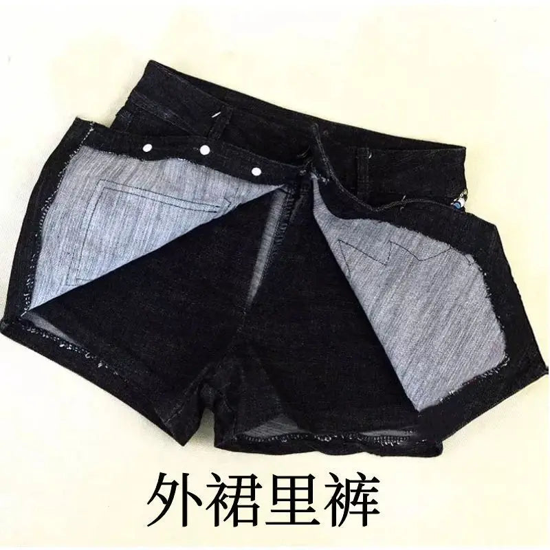 Fashion Sequin Denim Short Skirt Women Spring/Summer 2025 New Korean High Waist Slim Irregular Sexy Hot Pants White Black Casual