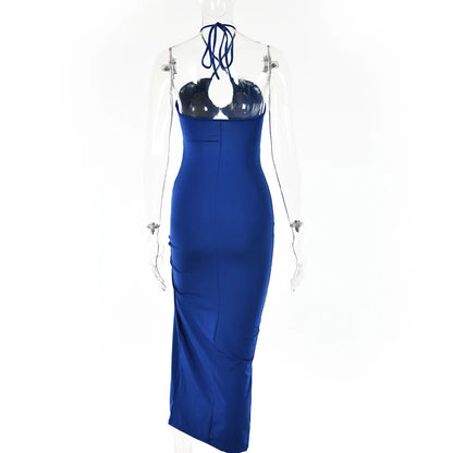 Sleeveless Sexy Female Midi Backless Dresses Slim Night Club Party Women&