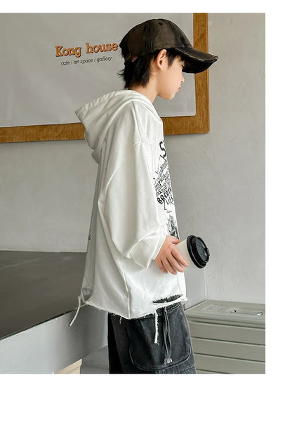 Hoodie Kids Boys 2024 Autumn Teenager Clothes Kids Casual Cotton Hooded Sweatshirt Tops Costume 5 6 7 8 9 10 11 12 13 14 Years
