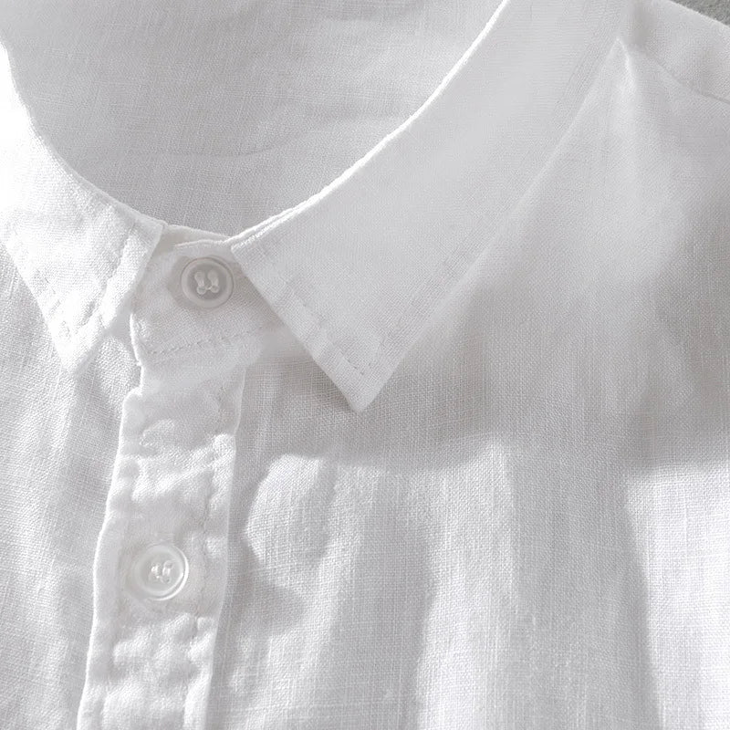 Pure Linen Short-sleeved Shirt Men&