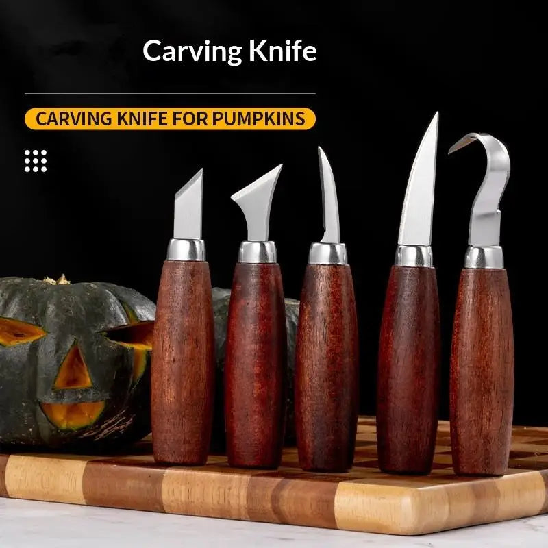 [E] 5pcs Tools For Wood Carving Chisel Woodworking Cutter Hand Tool Set Wood Carving Knife DIY Peeling Woodcarving