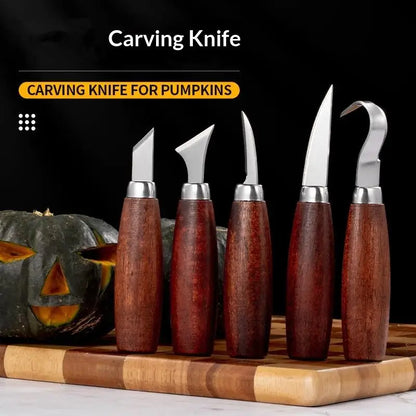 [E] 5pcs Tools For Wood Carving Chisel Woodworking Cutter Hand Tool Set Wood Carving Knife DIY Peeling Woodcarving