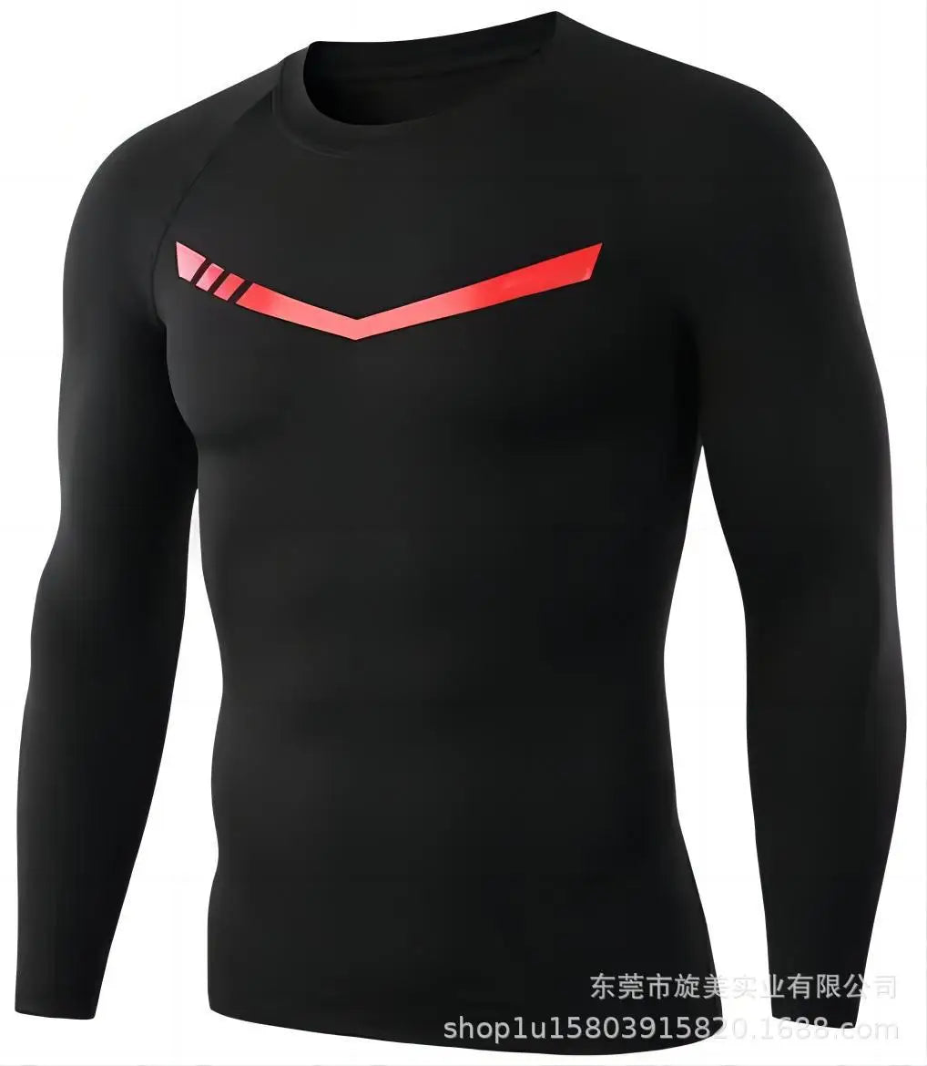 Gym Sports T-shirts for Men Long Sleeve Tights Boxing Sportswear Breathable Quick Dry Fitness Tops Male Outdoor Training Clothes