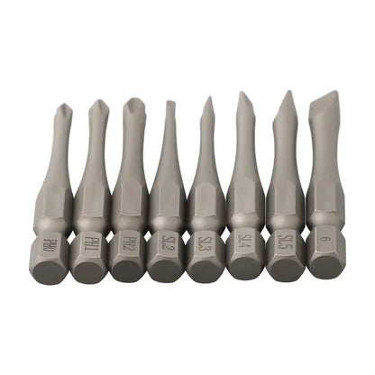 1pc 50mm Length 1/4Inch Hex Slotted Cross Screwdriver Bits PH1 PH2 PH3 SL3 SL4 SL5 SL6 Alloy Steel Electric Screw Drivers Tools