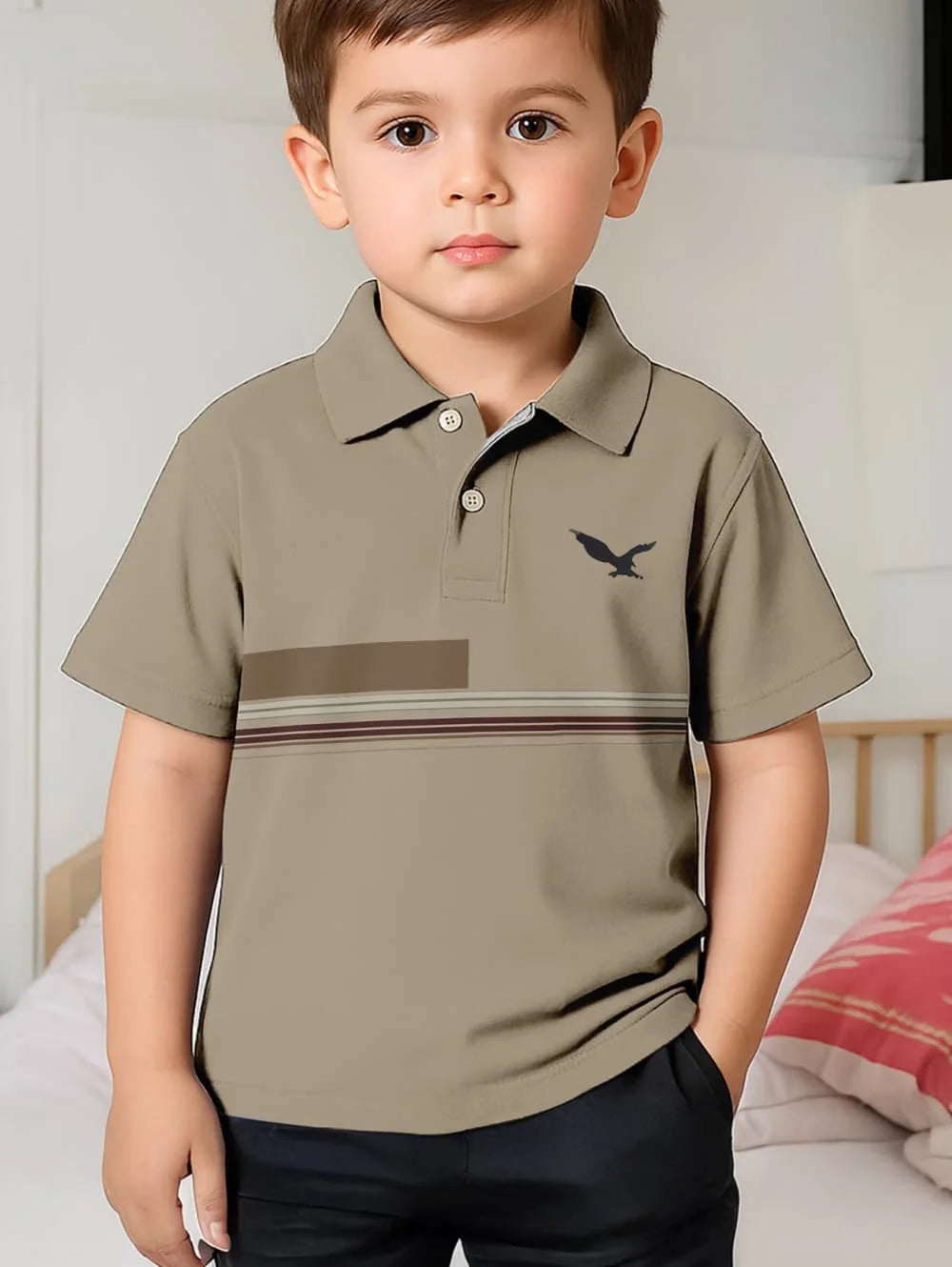 Polo Shirts for Kids Gradient Striped 3D Print Fashion Child Polo Shirt Boy Clothes Lapel Tops Street Casual Children&