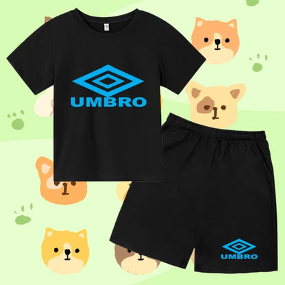 Children Summer Clothes T-shirt Sports Wear Letter Short-Sleeved +Shorts Boy 2P Girl Casual Fashion Coat Sunshine Basketball Set