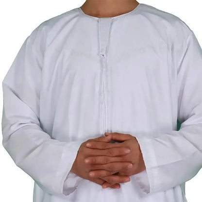 Middle East Arab Kaftan Men Muslim Clothing Solid Long-sleeved Round Neck Robes Causal Loose Men Jubba Thobe National Costumes