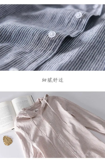 Long-sleeved Spring Summer New Solid Inen Shirt Trendy Men&