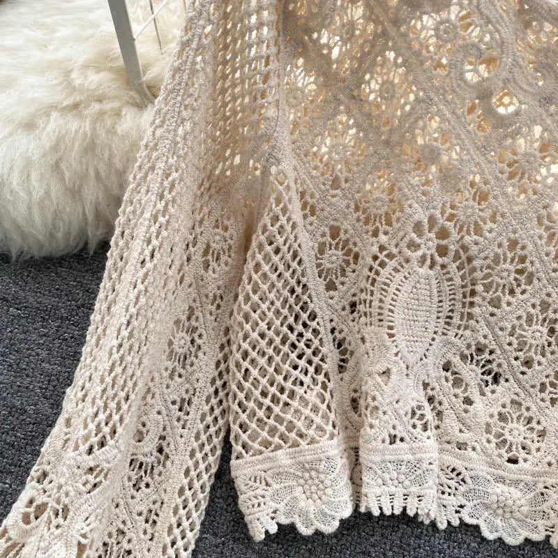 Blouses Women Retro Hollow Out All-match Sweet See-through Leisure Summer Sun-proof Korean Style Female Slim Crop Bohemian Ins