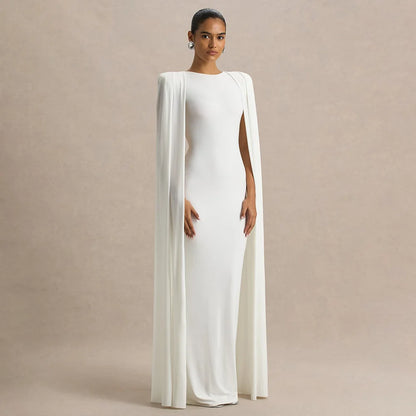 2025 New Fashion High Waist Evening Dress for Women Polyester Fabric Gathered Skirt Tight Fit Gown for Parties And Banquets