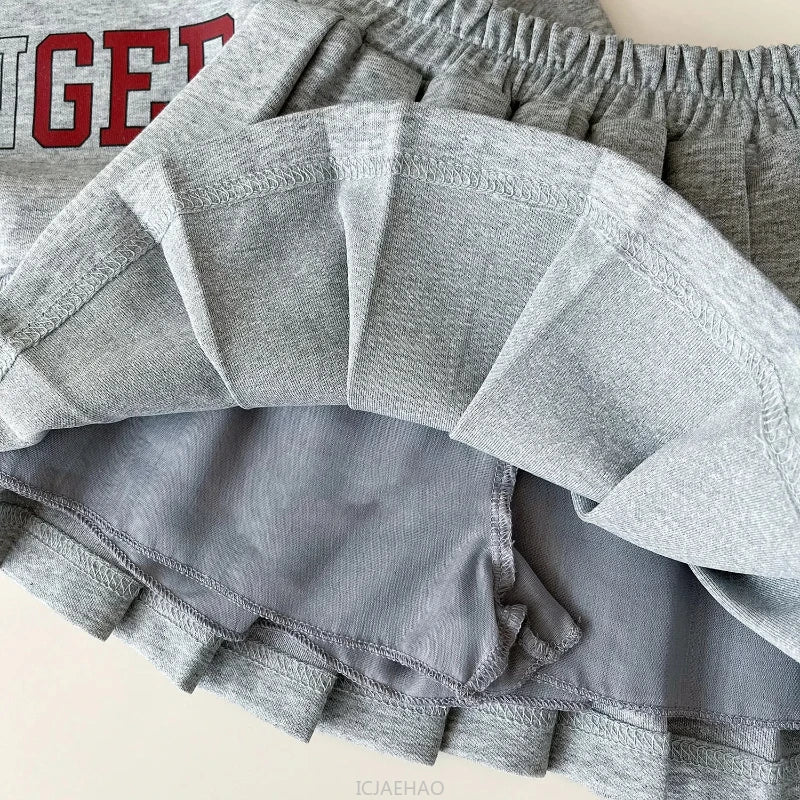 Teen Girl Clothes 2025 Kids SweatshirtsOutfits Korean Children Autumn Baby 2 Piece Clothing and Pleated Skirt Two Piece Sets
