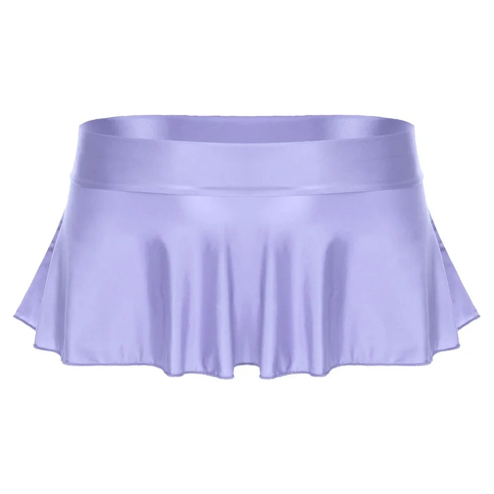 Sexy Womens Glossy Short Skirt Shiny Skater Dance Party Skirt  A-line Skirt 2023 Fashion Summer Women&