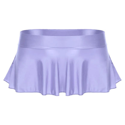 Sexy Womens Glossy Short Skirt Shiny Skater Dance Party Skirt  A-line Skirt 2023 Fashion Summer Women&