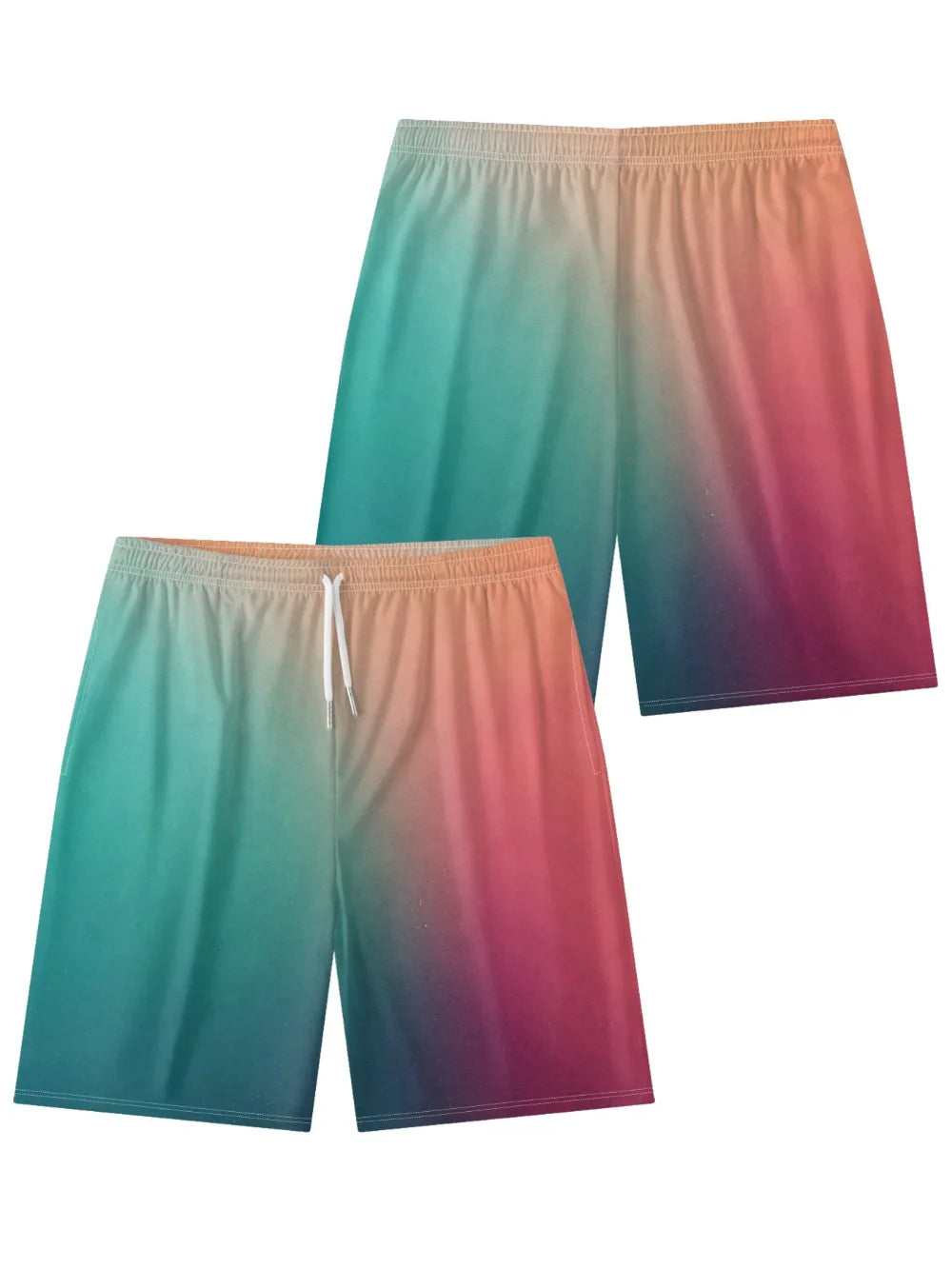 Lines Abstract Colorful Art Printed Urban Shorts Summer Essential Cool Chic Beachwear Gym Streetwear Couple All-Match Oversized